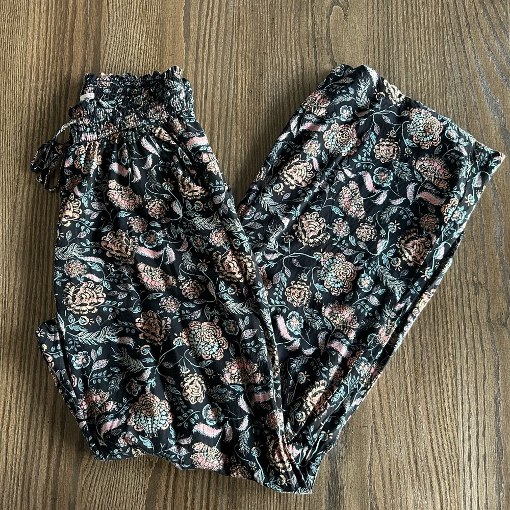 SO Black Floral Wide Leg Pants